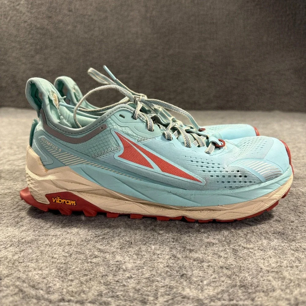 Altra Olympus 5 Shoes Womens Size 9.5 Blue Mesh Trail Running Zero‎ Drop Vibram